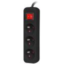 Lanberg pikendus PS1-03E-0300-BK, 3xCEE 7/5, 3 m, 2500 W, laste kaitse, must
