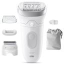 Braun Epilators SE7-041, balta, 40min, 4 uzgaļi, 40 pincetes, akumulators, sausā/mitrā epilācija, apgaismojums, ūdensizturīgs