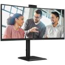 Aoc monitor CU34E4CW, 3440 x 1440, 120 Hz, 4 ms, 350 cd/m&sup2;, 2xHDMI, USB-C, 90W PD, 5MP kaamera, KVM, must