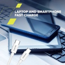 Vads ar USB C līdz USB C savienojumu 100 W ātro uzlādi un 2 m pīto konstrukciju CC100AB C-C 100W Braided 2 m Balts CND-CC100AB20W CANYON