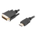 Lanberg HDMI DVI-D kaabel CA-HDDV-10CC-0018-BK, 1.8 m, must, kuldkattega pistikud, vormitud, kruvid