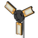 JCB Tri-Fold Konnect torņa LED darba gaismeklis būvlaukumiem 8400lm 3 galvas 360&deg; 18V vai 110/240V 2.4m statīvs IP54 JCB-SL-TRI-FOLD