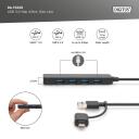 Digitus USB centrmezgls 4-portu DA-70236, 4 x USB A 3.0, 5 Gbps, strāvas adapteris, 1,2 m kabelis