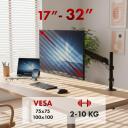Maclean monitori kinnitus, gaasivedru, 43.2-81.3cm, 2-10kg, must, MC-135, 1 k&auml;si, teras, 75x75mm, 100x100mm