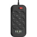 Colorway Toitepistik CW-CHE64B, 17W, 10A, 250V, 6 euro pistikut, 4xUSB, 2m vaskkaabel, laste kaitse