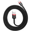 Baseus Cafule USB Lightning kaabel CALKLF-C19, 1,5A, 2m, Apple Lightning, USB, nailonist punutud, alumiiniumist pistik