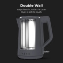 Elektriskā tējkanna 2200W 1.5L dubultsienu konstrukcija Strix termostats automātiska izslēg&scaron;anās aizsardzība pret sauso darbību AEK0004 Aeno