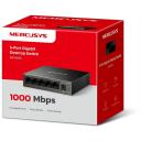 Mercusys MS105GS, stalinis komutatorius, 5 Gigabit prievadai, nevaldomas, 5x10/100/1000 RJ-45, juodas