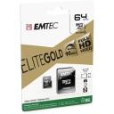 Emtec microSDXC 64GB UHS-I U1 EliteGold ECMSDM64GXC10GP, 64GB, 90MB/s, 20MB/s, UHS-I, SD adapter