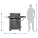 Газовый гриль для мяса и овощей 18.8kW 4 горелки нержавеющая сталь BBQ201 331201 Browin