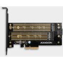 Axagon Adapteris PCEM2-D PCIe NVMe+SATA M.2, 2 M.2 diskai, 110 mm, maitinimo adapteris, laikiklis, 50 cm SATA duomenų kabelis