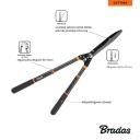 Telescopiskie dzīvžogu &scaron;ķēres ar V-SERIES pārnesumu, KT-V1120, viļņota asmens garums 25 cm, regulējams garums 60-76 cm, pret slīdē&scaron;anas rokturi.