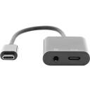 Digitus USB Type-C adapteris, AK-300400-002-S, 20cm, 5A, USB 3.1 Gen 2, audio / USB, melns