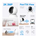 Pan/Tilt home security Wi-Fi camera, TP-Link, TC71, 2K 3MP, 30 fps, 340&deg;/70&deg;