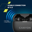 Bezvadu TWS austiņas ar ANC un ENC trok&scaron;ņu slāpē&scaron;anu OnGo TWS-10 Melns CNS-TWS10B CANYON