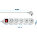 Esperanza baro&scaron;anas kabeļa pagarinātājs ELK215W, 3m, 5 AC kontaktligzdas, 220-250V, 16A, 3680W, 50Hz, balts
