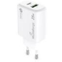 Mediarange strāvas adapteris MRMA112-2 25W, 1x USB-C, 1x USB-A, ātrā uzlāde, balts, polikarbonāts