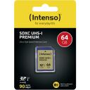 Intenso atminties kortelė SDXC 3421490 64 GB, skaitymo greitis 90 MB/s, UHS-I, klasė 10, U1, atsparumas smūgiams, temperatūrai