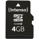 Intenso atminties kortelė micro SDHC 3413450 4 GB, skaitymo greitis 25 MB/s, klasė 10, adapteris įtrauktas, atsparus vandeniui
