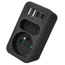 Maclean muciņa x2 + 4xUSB, MCE249 F/B, 100-240VAC, 50-60Hz, 2xUSB-A, 2xUSB-C PD 20W, 1x16A, 1x6A, melna