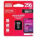 Goodram m&auml;lukaart microSD M1AA-2560R12, 256GB, UHS-I, 100MB/s, 10MB/s, SD adapter, must, l&ouml;&ouml;gikindel, veekindel