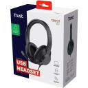 Trust k&otilde;rvaklapid Ayda Max USB, 20 - 20000 Hz, 2 k&otilde;larit, USB Type-C/USB Type-A, neod&uuml;&uuml;mi magnetid, suletud akustika, must