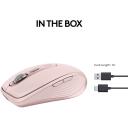 Logitech USB optinė pelė, MX 3S, 910-006931, 8000 DPI, 6 mygtukai, rožinė, Bluetooth, įkraunama, tylūs paspaudimai
