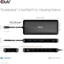 Club3D dokstacija CSV-1581, Thunderbolt 4, 3x Thunderbolt 4, 3x USB 2.0, 1x RJ-45, 140 W, 1000 Mbit/s, melna
