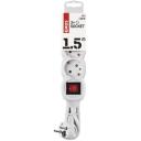 Emos Pikendus P1321, 1,5 m, 3&times; 2P + PE GERMAN, PVC, 3680 W, l&uuml;litiga, laste kaitse