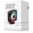 Deepcool процессорный кулер AG400 BK ARGB R-AG400-BKAMMN-GJD, 75.89 cfm, 31.6 dBA, 1 вентилятор, 4 тепловые трубки, поддержка PWM