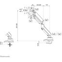 Neomounts stalo laikiklis DS70PLUS-450BL1 17-49" 18 kg, dujų spyruoklės auk&scaron;čio reguliavimas, 180&deg; sustojimas, juodas