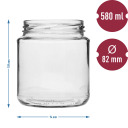 580 ml keeratava kaanega purk &Oslash;82/6, 6 tk BROWIN 132584, klaas, 9.4x9.4x11 cm