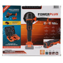Akumuliatorinis kampinis šlifuoklis 20V, Ø115mm, 2x20V, 5,0/2,5Ah, POWDP35150 POWERPLUS