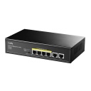 NetPower 6-Port 100M PoE+ Slēdzis 4×30W PoE CCTV Režīms 250m Watchdog Tērauds Melns Cudy FS1006P