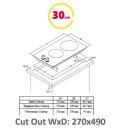 Simfer Plīts H3.200.VGRIM, 30cm, 2 gāzes degļi, nerūsējo&scaron;ais tērauds, rotējo&scaron;ie pogas