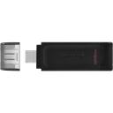 Kingston USB-m&auml;lupulk DT70/128GB, 128 GB, USB-C, USB 3.2 Gen 1, must, 1 tk