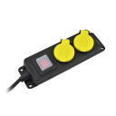 Darbnīcas pagarinātājs ar slēdzi, 2 kontaktligzdas, 3.0m, IP44, AW24700, Zīmols