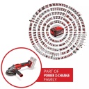 Bezvadu leņķa slīpma&scaron;īna AXXIO 18/115 Q, EINHELL, 4431150, 700 W, 18 V, bezsuku motors, 8500 apgr./min, 28 mm grie&scaron;anas dziļums