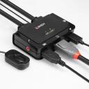 Lindy KVM l&uuml;liti 42344, 2 porti, DisplayPort 1.2, USB 2.0, helikaabel, 4K 60Hz