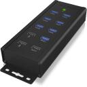 Raidsonic 7-port USB centrmezgls IB-HUB1703-QC3, 7 x USB 3.0, AC 120/230 V, melns, QC 3.0 lādētājs
