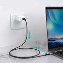 Tellur USB kabelis TLL155421, 200cm, 60W PD, 480 Mbit/s, neilons, melns, ātrā uzlāde, saderīgs ar C tipa ierīcēm