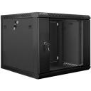 Lanberg Seinale paigaldatav rack WF01-6609-10B, 600x600mm, 9U, max 60kg, IP20, klaasuks, 2 ventilaatori pesa