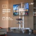 Onkron TV alus TS1881-W, 50-86 tolli, maksimaalne koormus 105.9 kg, k&otilde;rguse reguleerimine 1350-1650 mm, 2 riiulit, 4 ratast