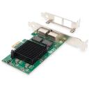 Digitus tīkla karte DN-10132, 2x1000 Mbit/s, Intel 82575EB, PCIe, RJ-45 2x, IPv4, IPv6, jumbo kadri, VLAN, plūsmas kontrole