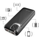 Hawk Powerbank HW-PB20000, 20000mAh, 1&times; USB-C, 2&times; USB-A, 5V-3A, 9V-2,22A, 12V-1,67A, Viedā IC, LCD displejs