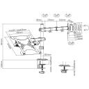 Sbox LCD-LM01-2, 17"/43cm-32"/81cm, 13kg, 100x100, +45&deg;/-45&deg;, +90&deg;/-90&deg;, +180&deg;/-180&deg;, melna, tērauds/plastmasa
