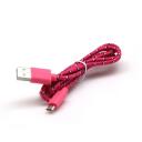 Sbox USB kabelis USB-1031P, 1m, 480 Mbps, USB A M, microUSB M, pintas laidas, rožinė