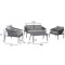 Aiamööbli komplekt WEILBURG laud, diivan ja 2 tooli, hall alumiiniumraam kootud köiega, hallid padjad 21179 HOME4YOU