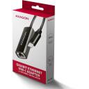 Axagon USB adapter ADE-ARC, 1 x RJ-45, 10/100/1000 Mbit/s, Realtek RTL8153, USB toitega, Plug and Play, must