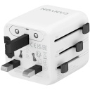 Compact travel power adapter with compatibility with EU UK US AUS sockets OnTour One White CNS-TA1005W CANYON
